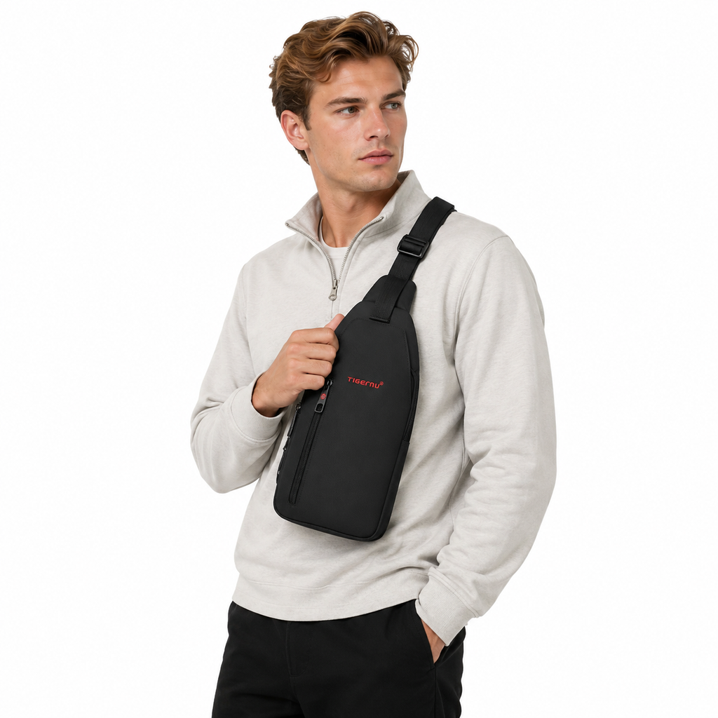 Lett Crossbody Veske til Herre – Vanntett Sling Bag i Oxford-stoff