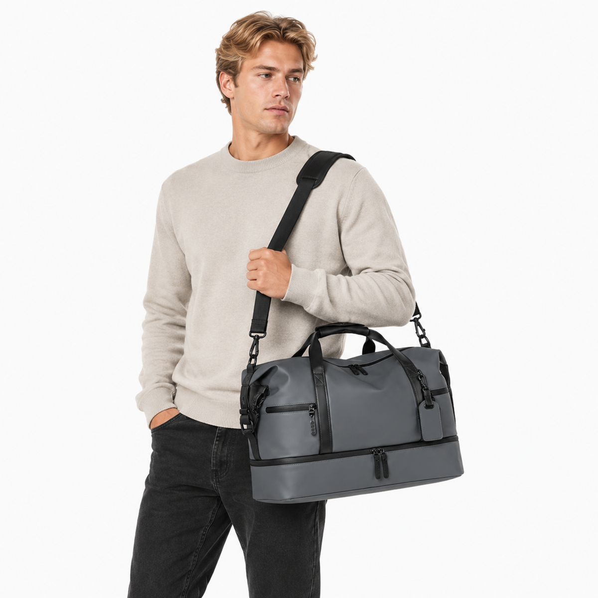 Stor Reisebag for Herre – Weekender Duffelbag med Skulderstropp