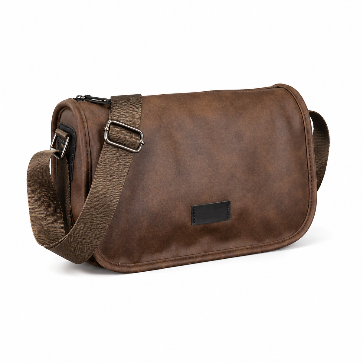 Crossbody Skulderveske i PU-skinn for Herre – Kompakt Messengerbag med Mobillomme