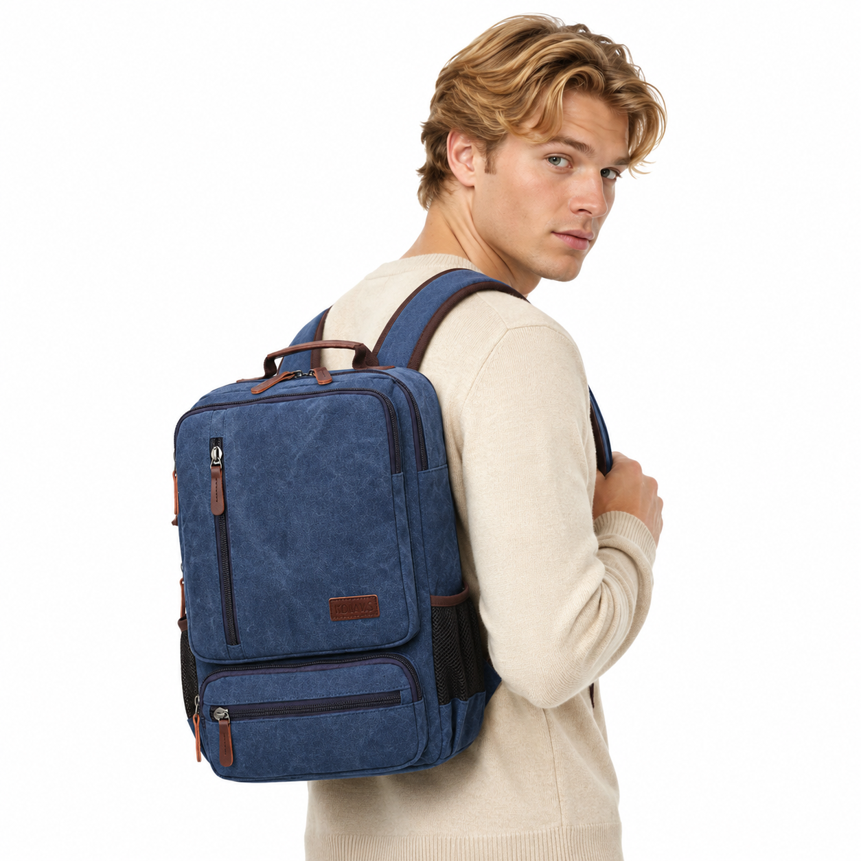 Vintage Canvas Ryggsekk til Herre – Stor Laptop- og Reiseveske