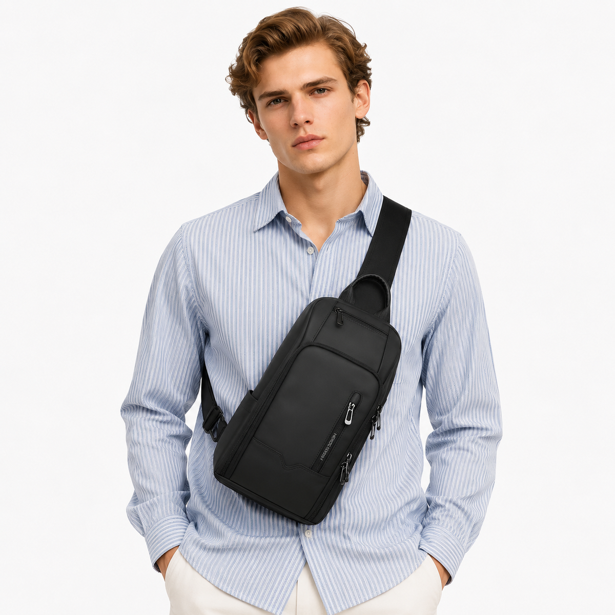 Crossbody Brystveske med USB-Ladeport – Vannavvisende Multifunksjonsveske for Herre