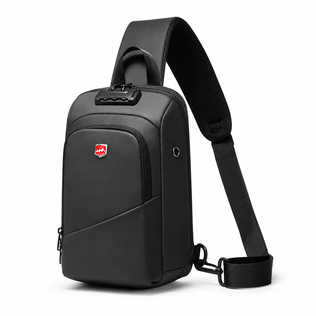 Crossbody Veske til Herre – Vanntett Sling Bag med USB-port og Tyverisikring