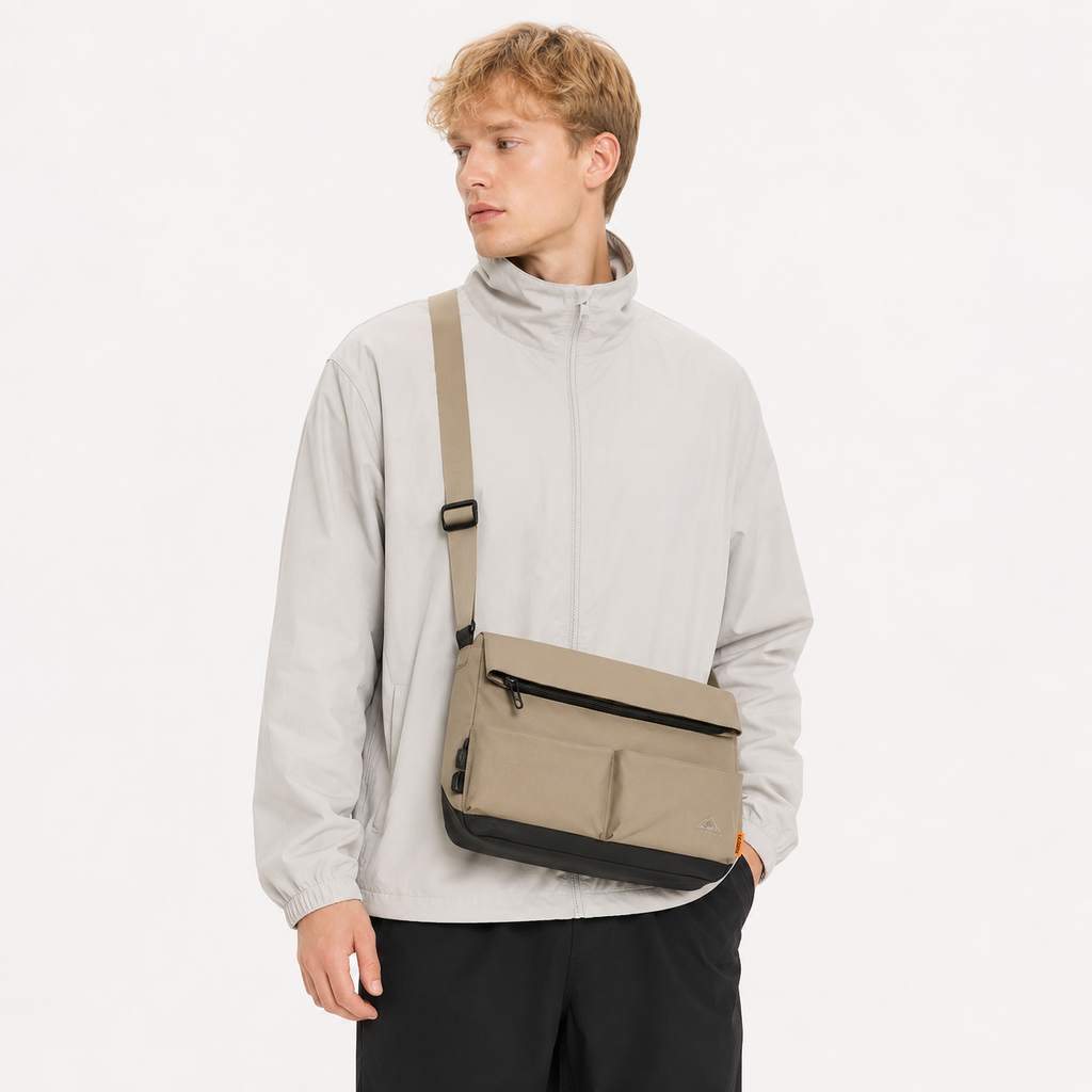 Stor Messenger Bag til Herre – Vanntett Reiseveske med Skolomme