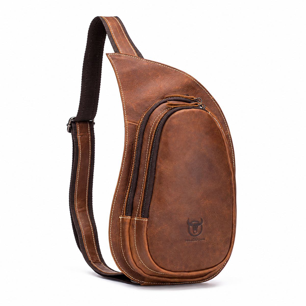 Crossbody Brystveske i Crazy Horse Skinn for Herre – Multifunksjonell Mobil- og Kortveske
