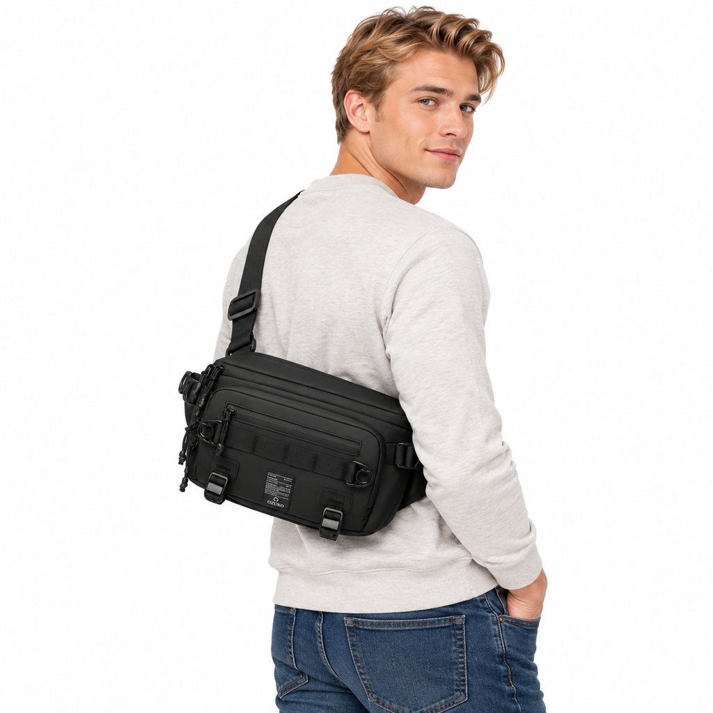 Multifunksjonell midje- og crossbody-veske for menn