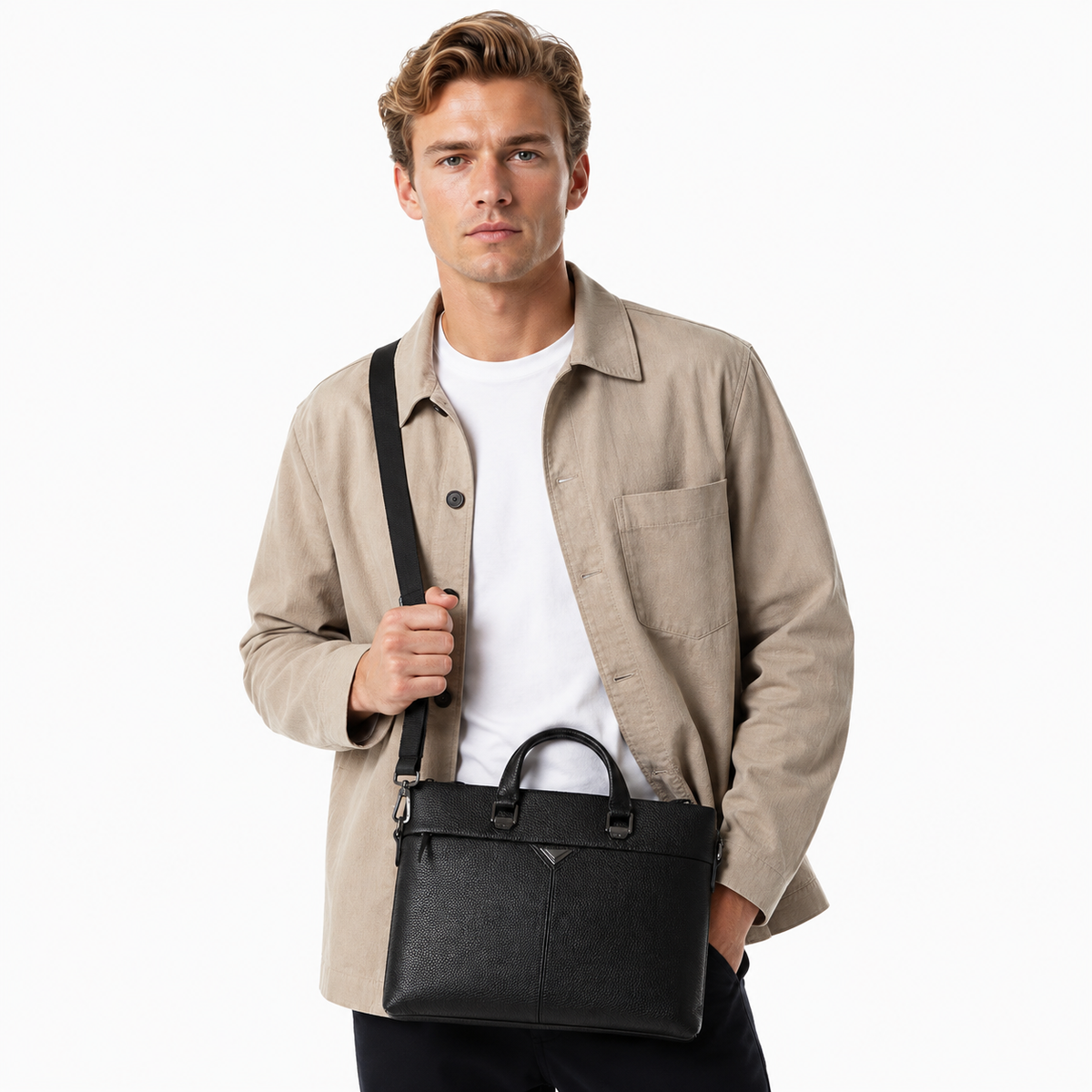 Businessveske i Ekte Skinn for Herre – Briefcase, Messenger- og Skulderveske