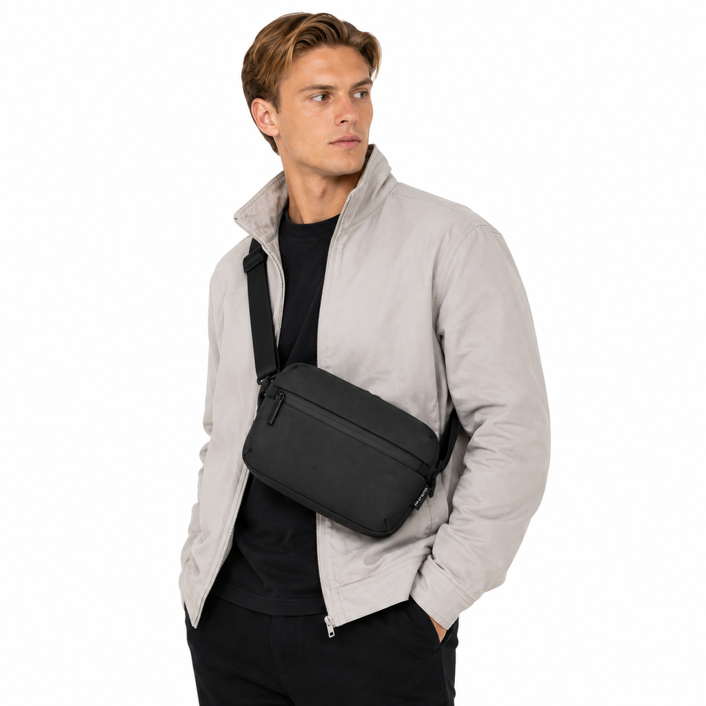 Mini Crossbody Veske til Herre – Lett Skulderveske for Mobil og Hverdag