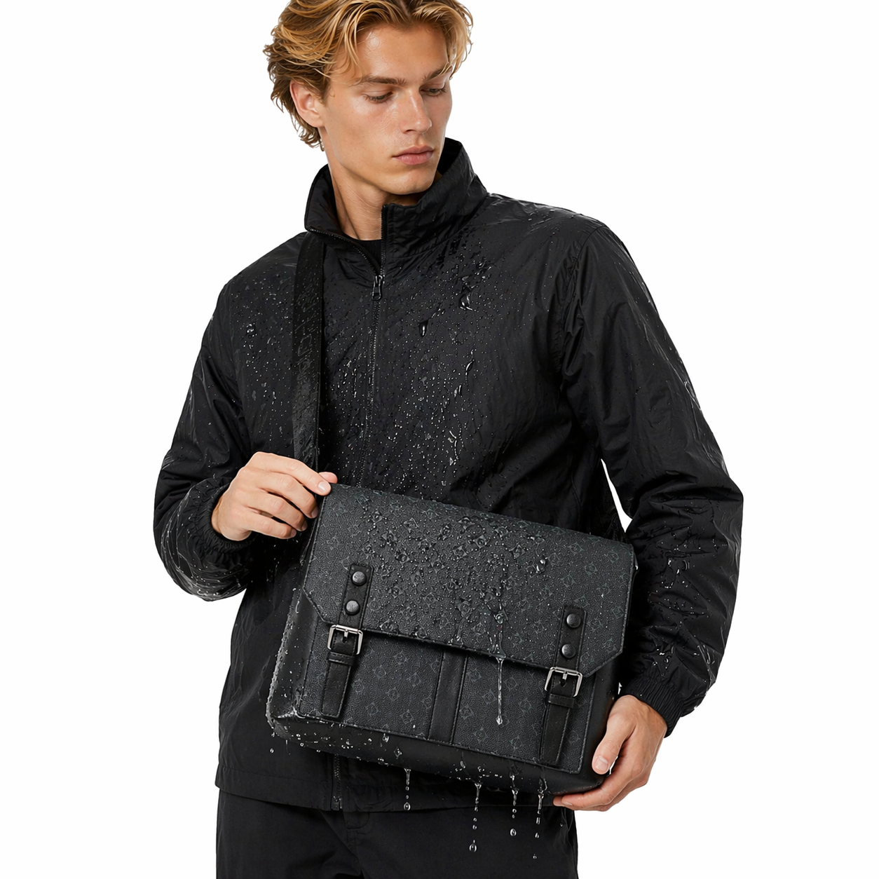 Messenger Bag i Skinnlook – Tyverisikker Crossbody Veske med Flere Lommer
