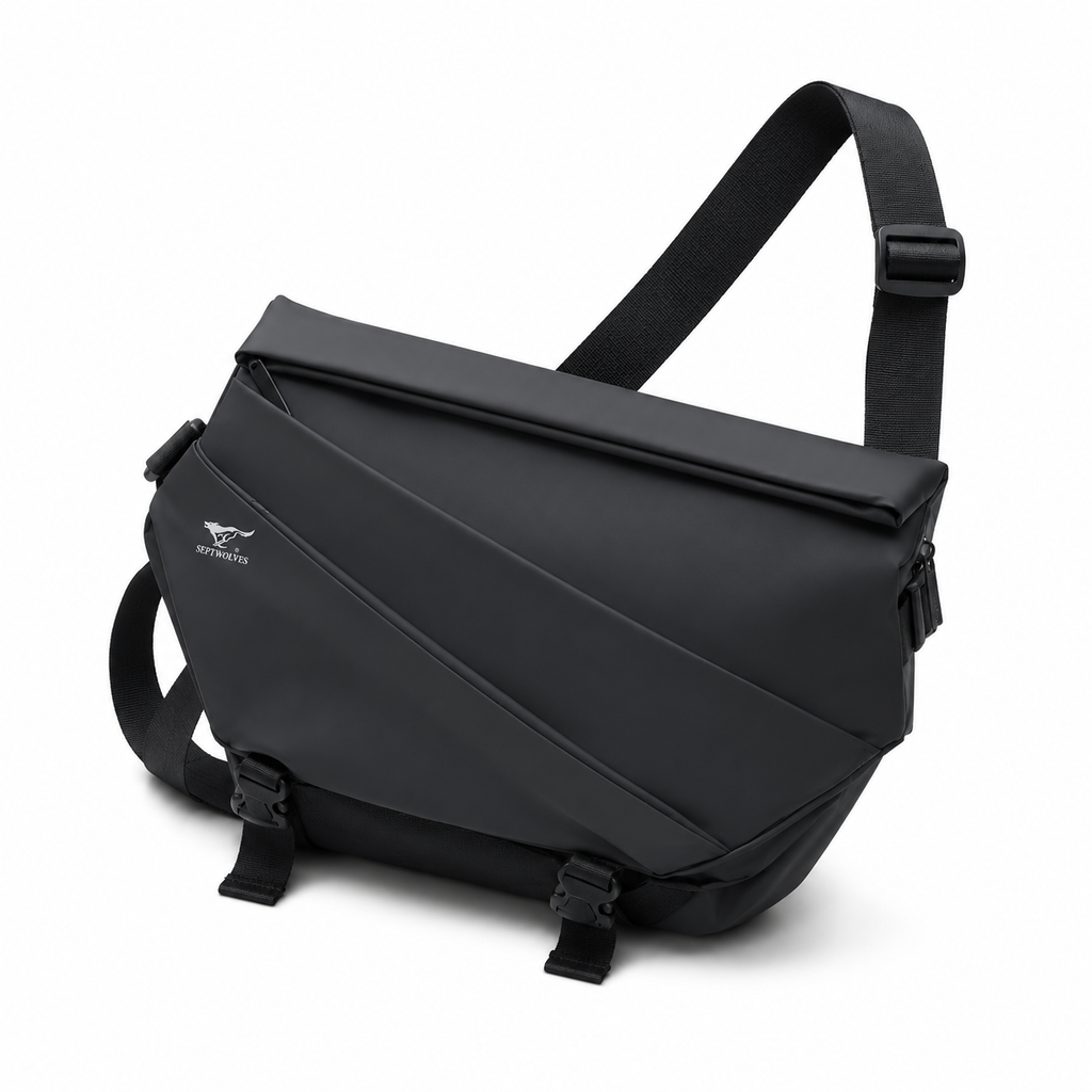 Messenger Bag til Herre – Slank Crossbody Veske i PVC-Skinn med Magnetlås