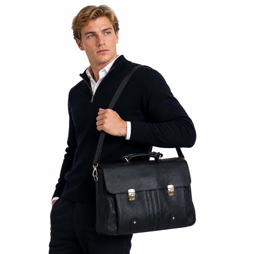 Dokumentveske i Ekte Skinn til Herre – 15,6” Laptopveske for Jobb og Business