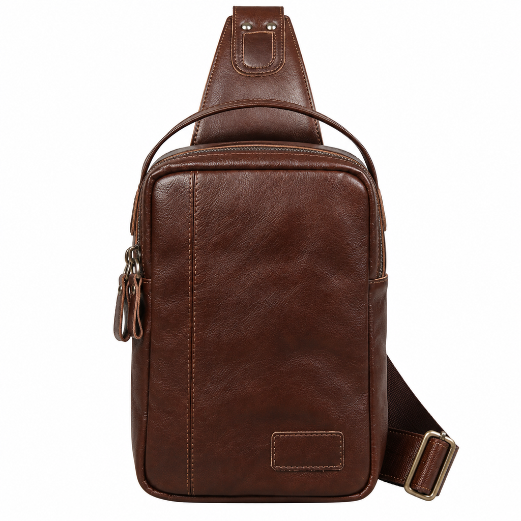 Vintage Skulderveske i Ekte Skinn for Herre – Crossbody Brystveske