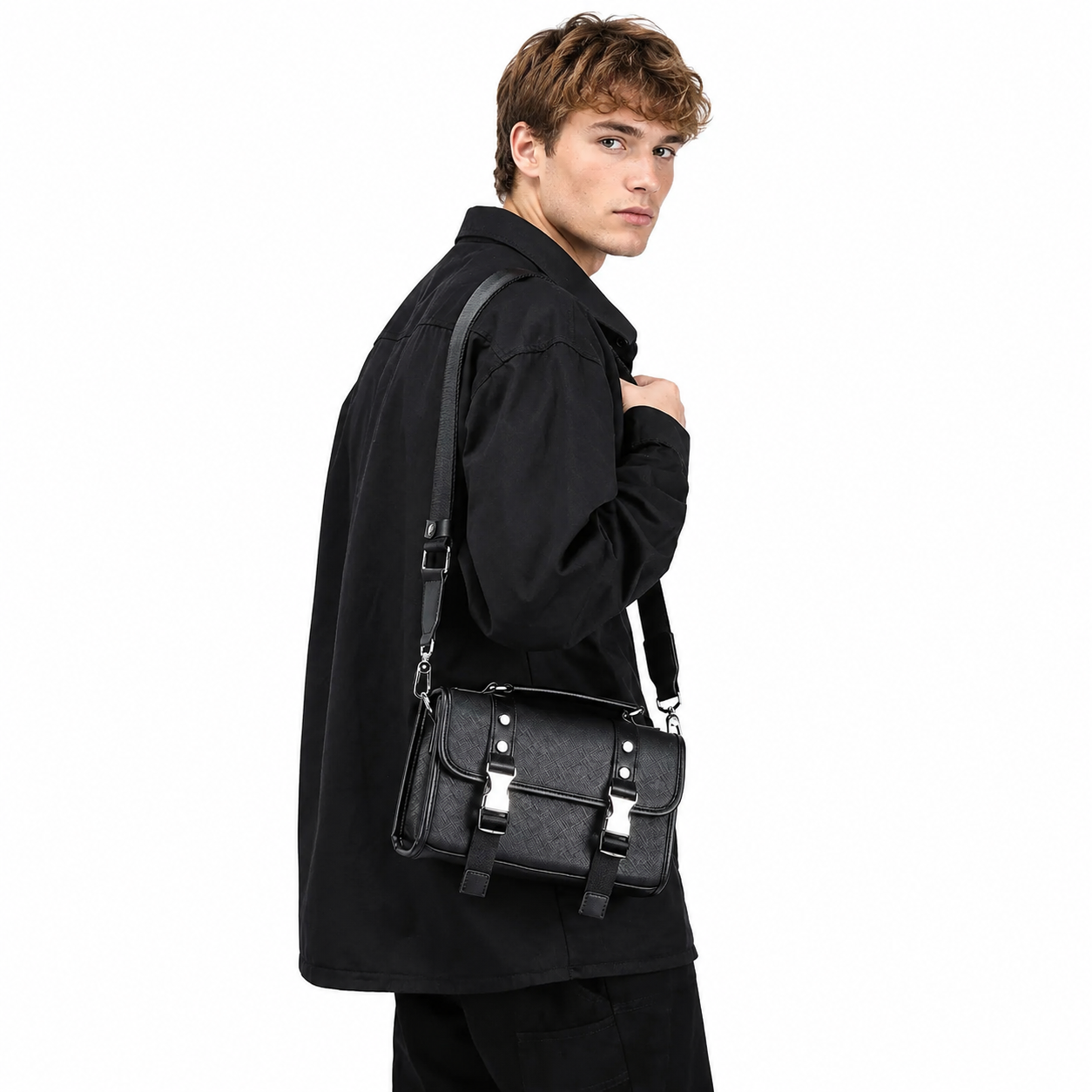 Vanntett Messenger Bag til Herre – Elegant Crossbody Veske i Skinnlook