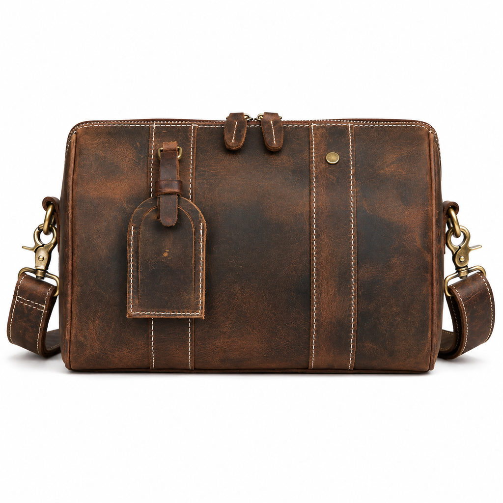 Vintage Messenger Bag i Ekte Skinn til Herre – Casual Crossbody Satchel