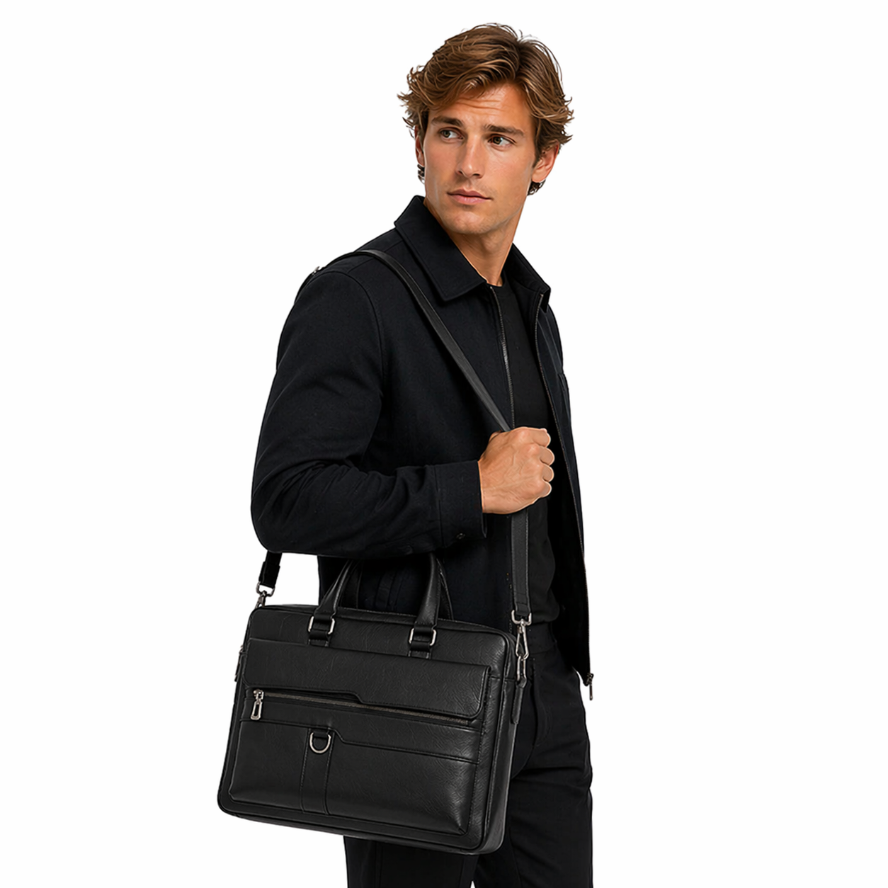 PC-veske til Herre i PU-skinn – Elegant Messenger & Business Bag