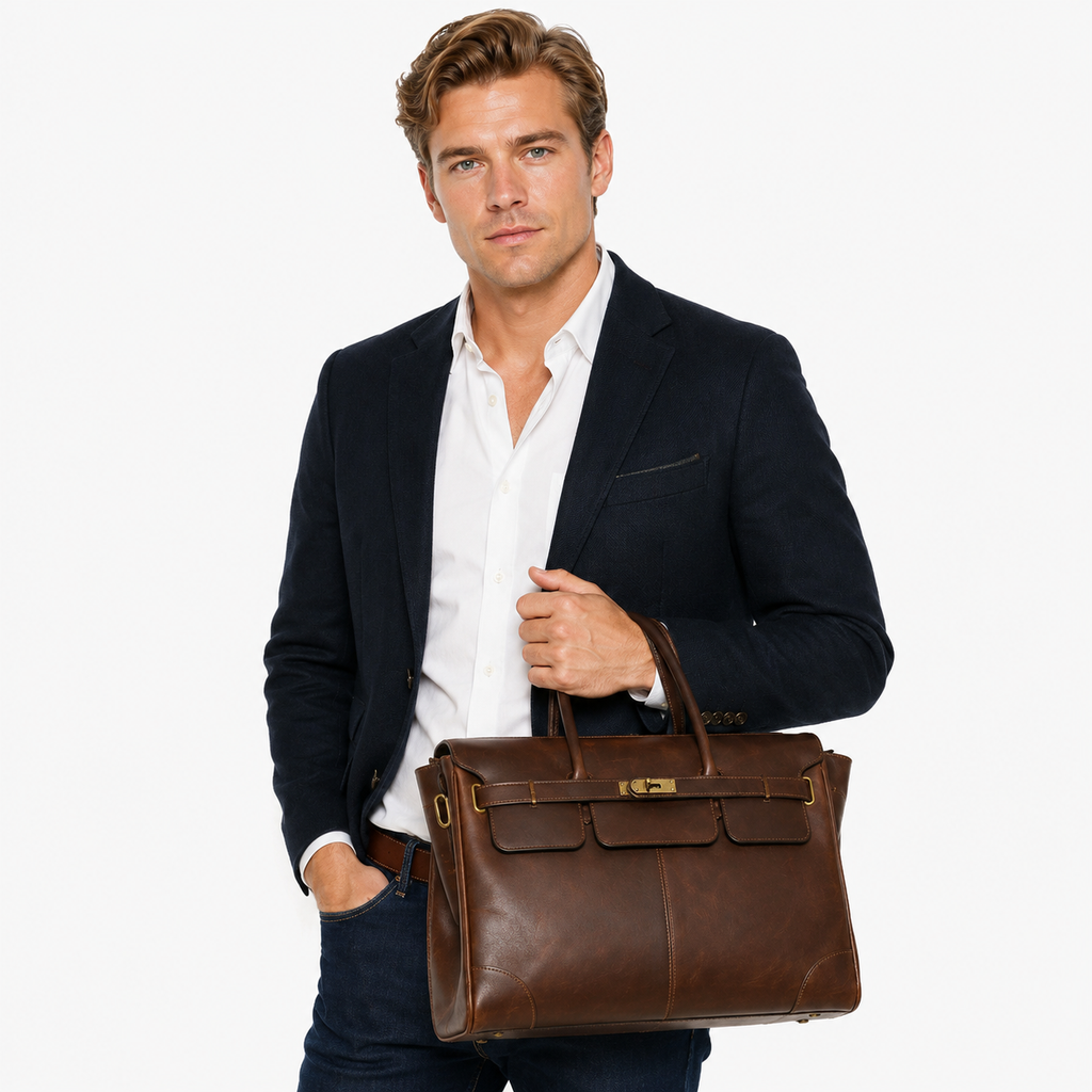 Businessveske i Ekte Skinn for Herre – 14" Laptop- og Dokumentveske
