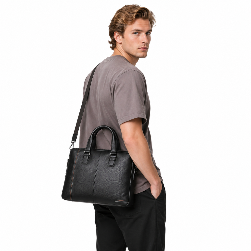 Businessveske i Ekte Kuskinn for Herre – Briefcase og Crossbody til 15" Laptop
