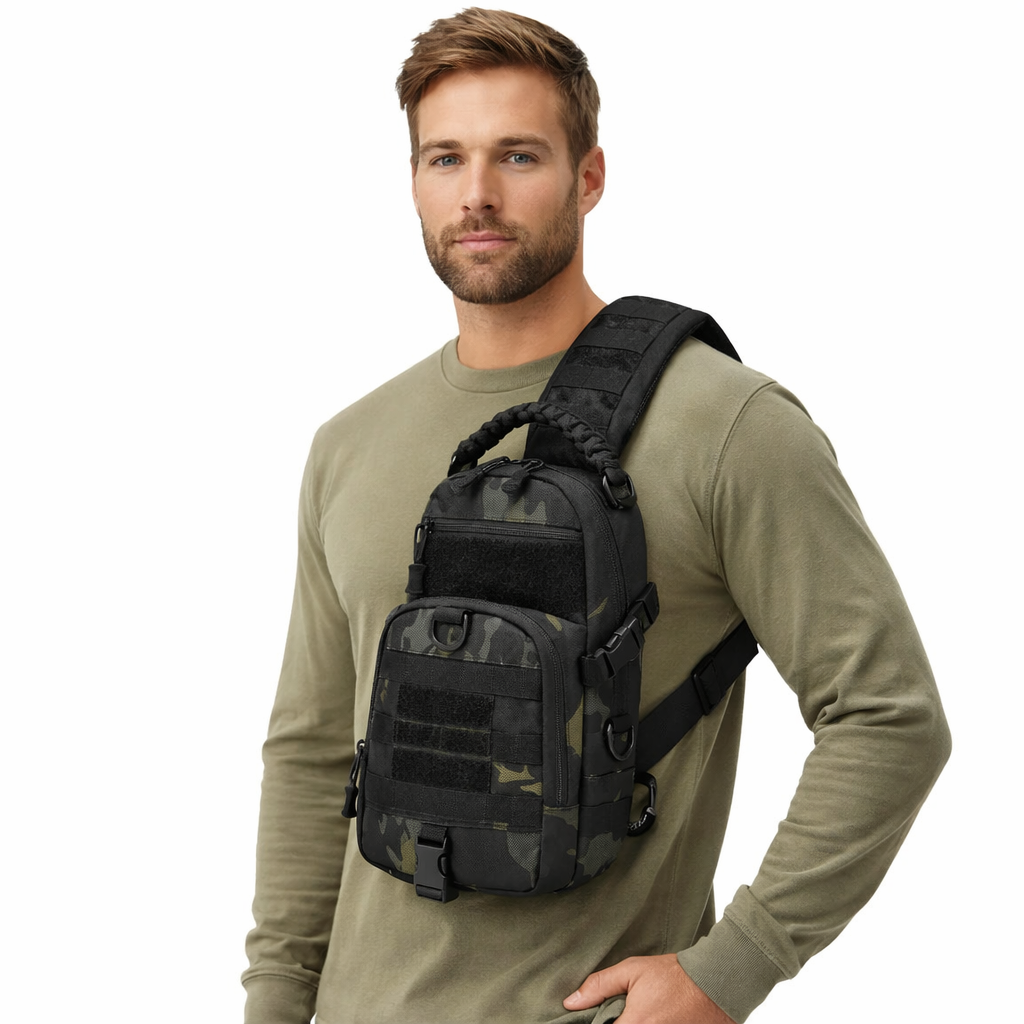 Taktisk Sling Bag – Slitesterk Brystveske for Tur, Fiske, Sykling og Friluft