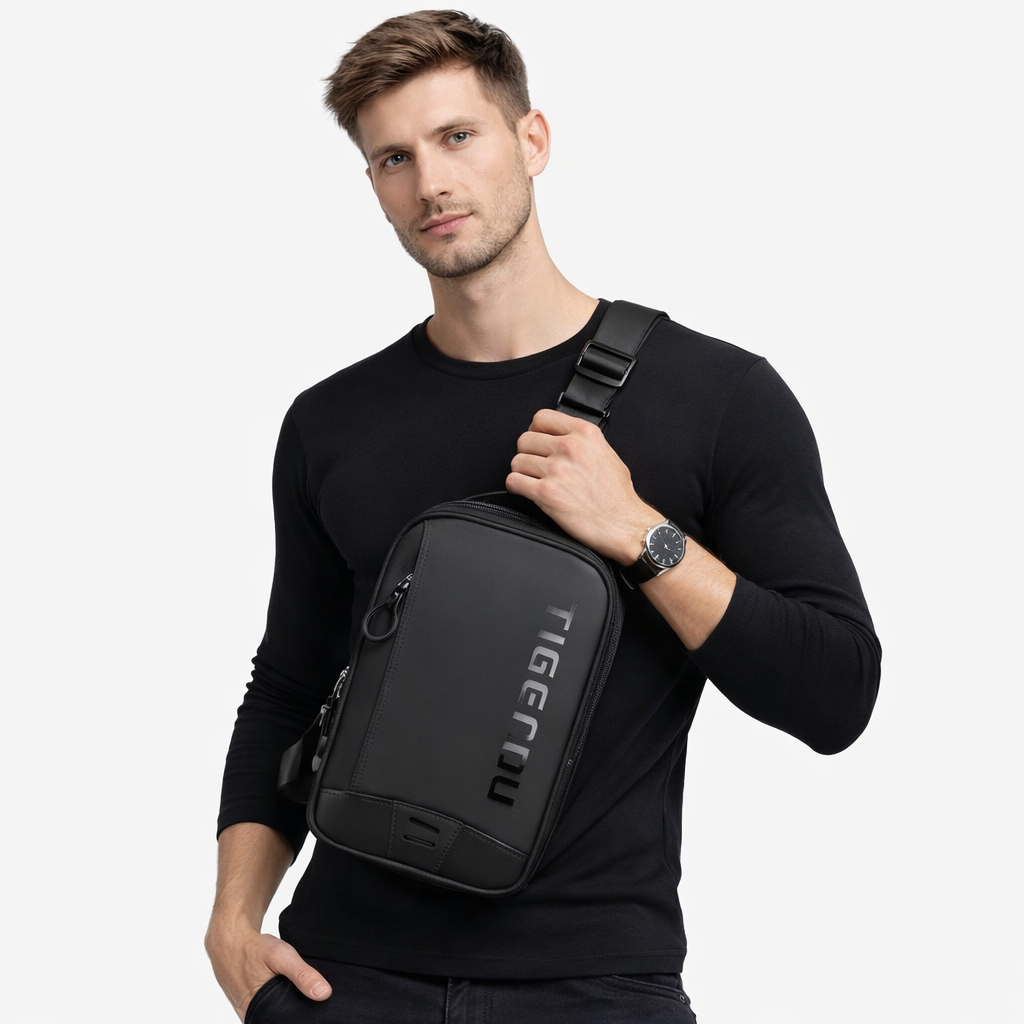 Lett Crossbody Veske for Herre – Kompakt Skulderveske for iPad og Hverdag