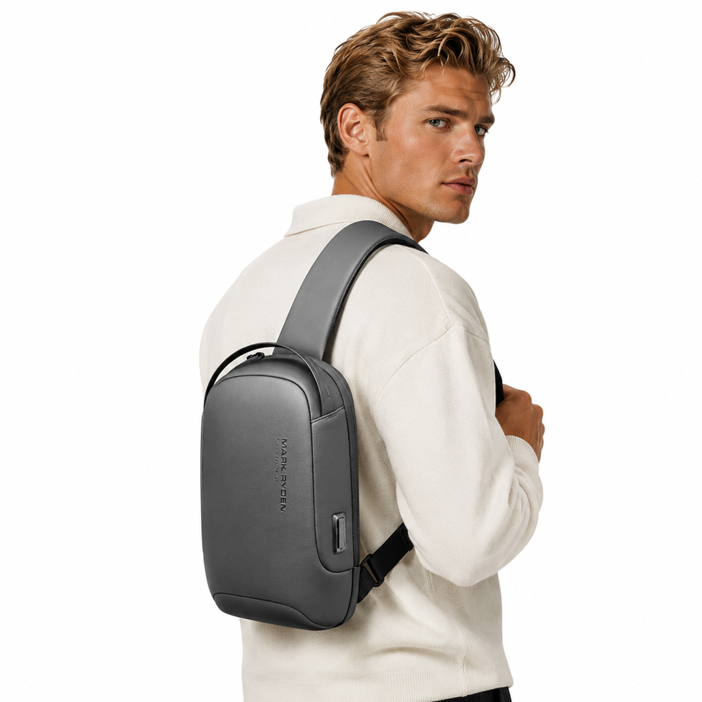 Tyverisikker Crossbody Bag til Herre – Vannavvisende Sling Bag med USB-lading