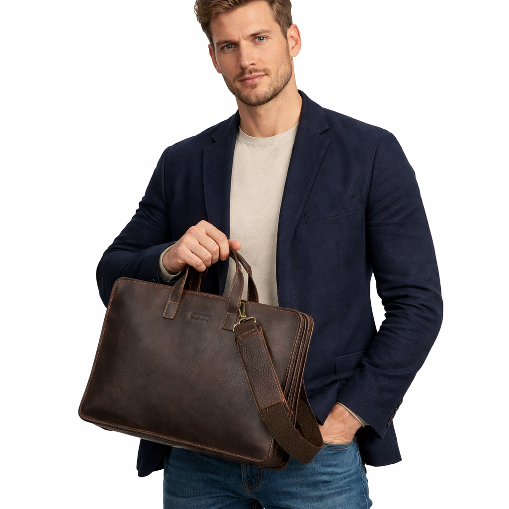 Skinnveske til Laptop 16" – Elegant Businessveske i Ekte Skinn