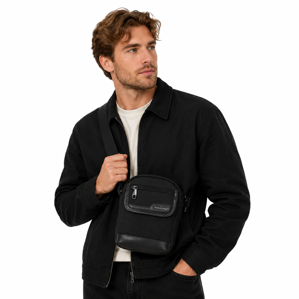 Mini Crossbody Veske til Herre – Lett Casual Sling Bag for Reise og Hverdag