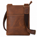 Vintage Crossbody Veske i Kuskinn for Herre – Liten Messenger Bag i Crazy Horse-skinn