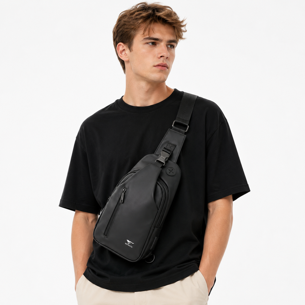 Slank Crossbody Skulderveske for Herre – Vannavvisende Reise- og Businessveske