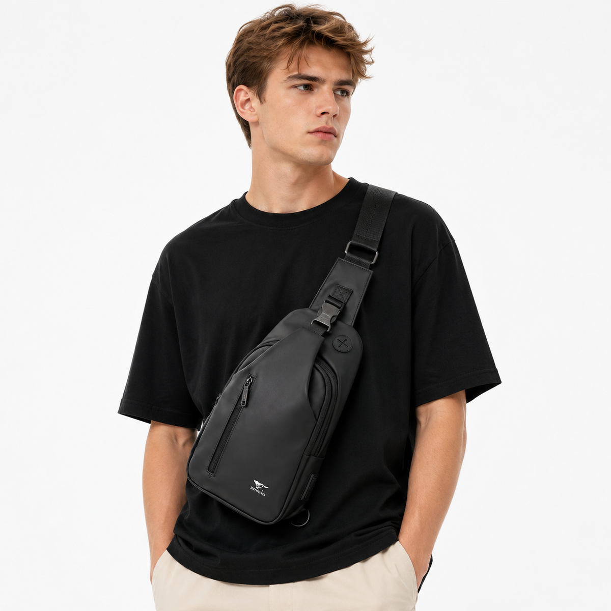 Slank Crossbody Skulderveske for Herre – Vannavvisende Reise- og Businessveske