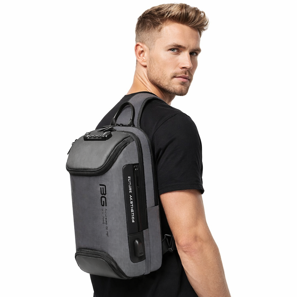 Multifunksjonell Crossbody Veske med USB – Tyverisikker Skulderveske for Reise