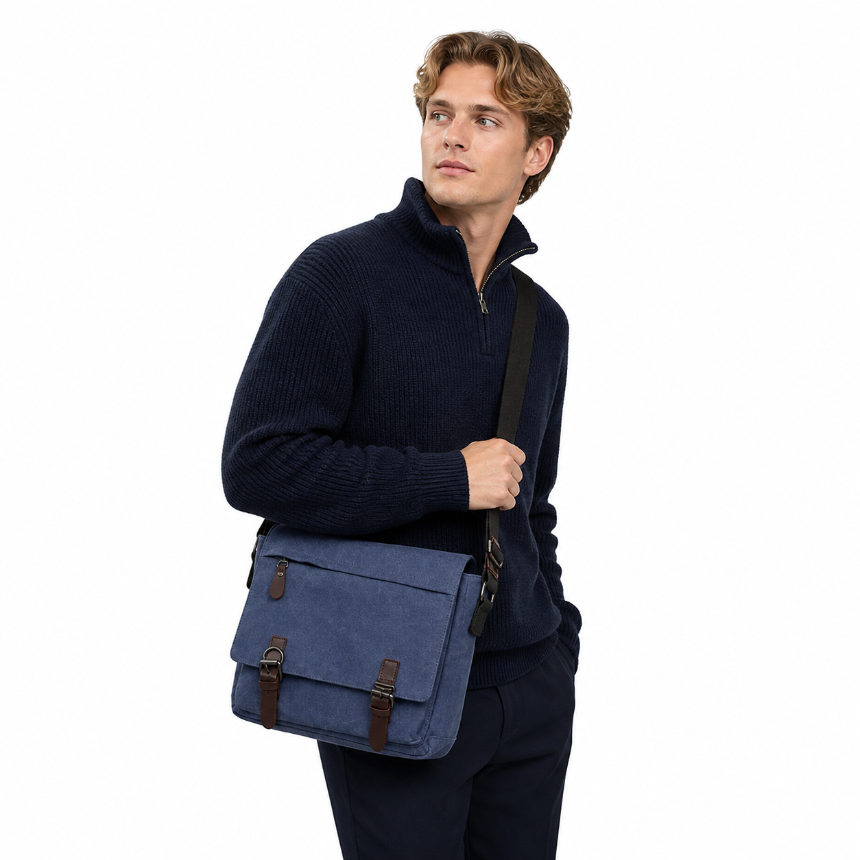 Retro Messenger Bag til Herre – Stor Canvas Crossbody Veske med Laptopplass