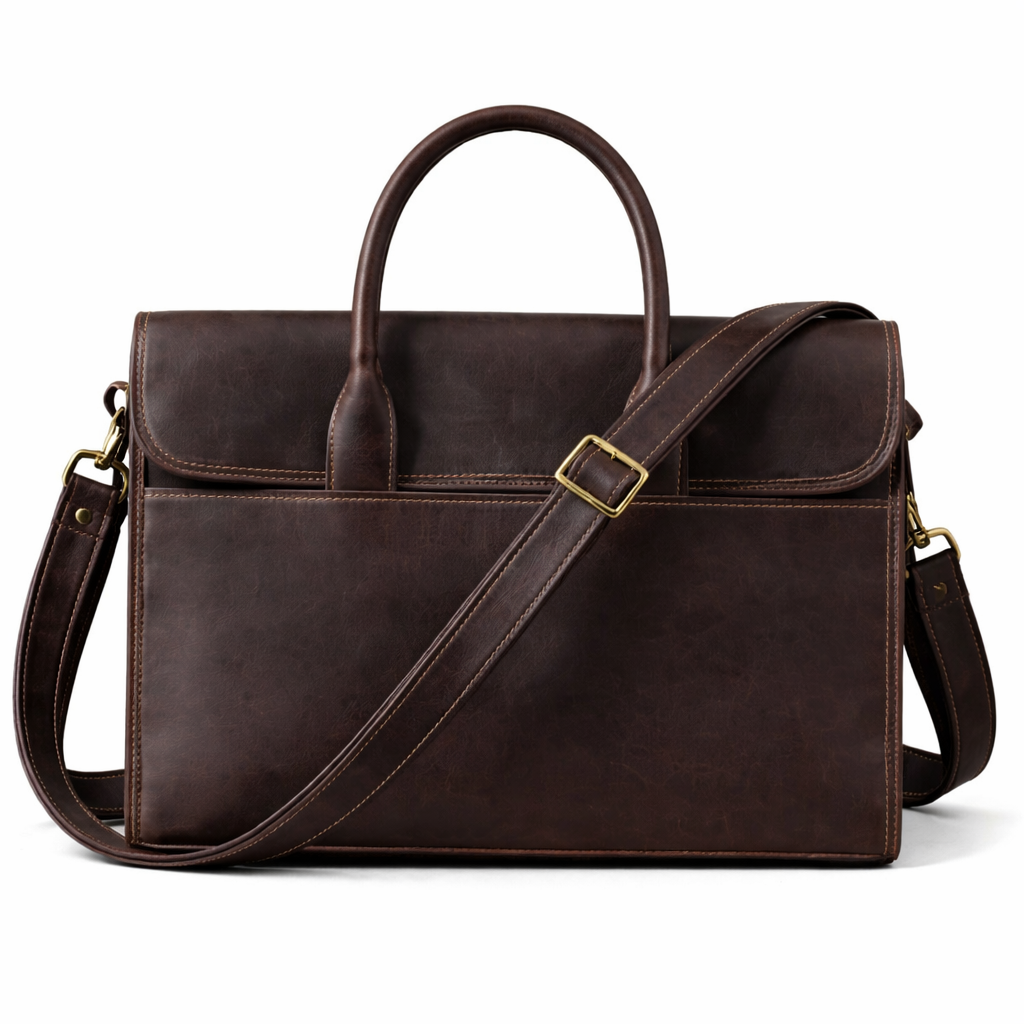 Vintage Skinnveske for Menn i Ekte Crazy Horse-Lær – 14" Laptopveske & Messenger Bag i Kuskinn