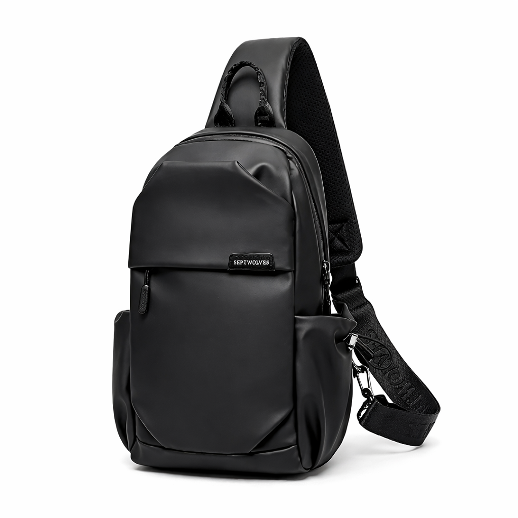 Vanntett Sling Bag i PVC-Look – Crossbody Veske med Tyverisikre Lommer