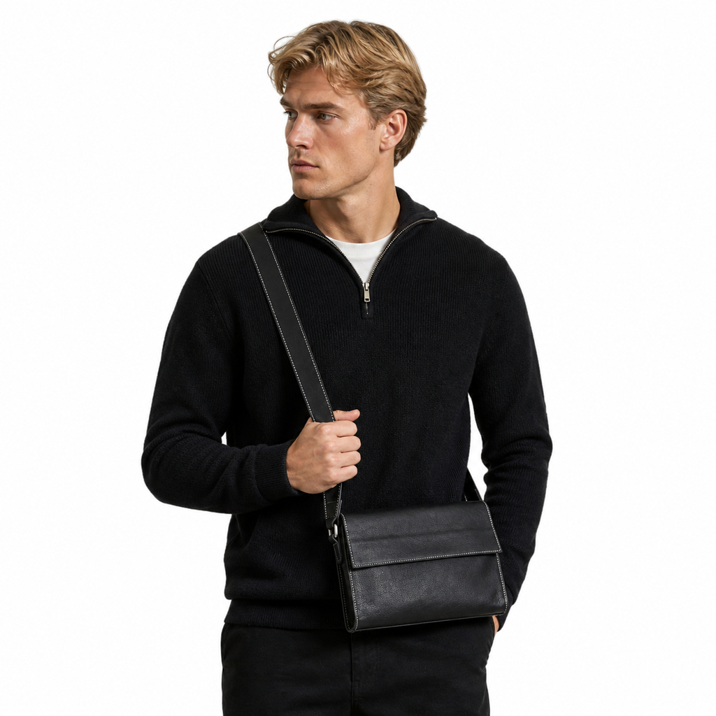 Messenger Bag i Ekte Skinn til Herre – Crossbody Veske med Plass til 10” iPad