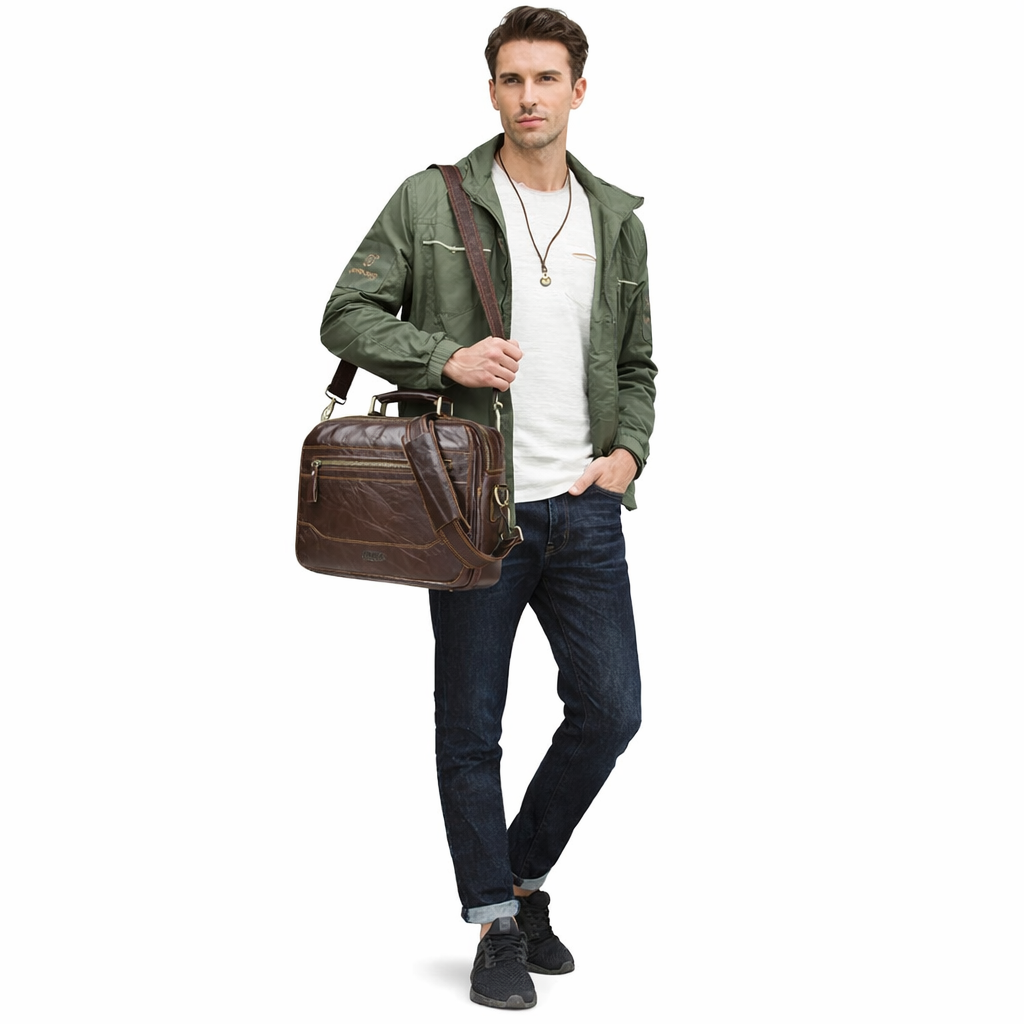 Liten Crossbody Skinnveske for Menn – Elegant Skulderveske med Praktisk Oppbevaring