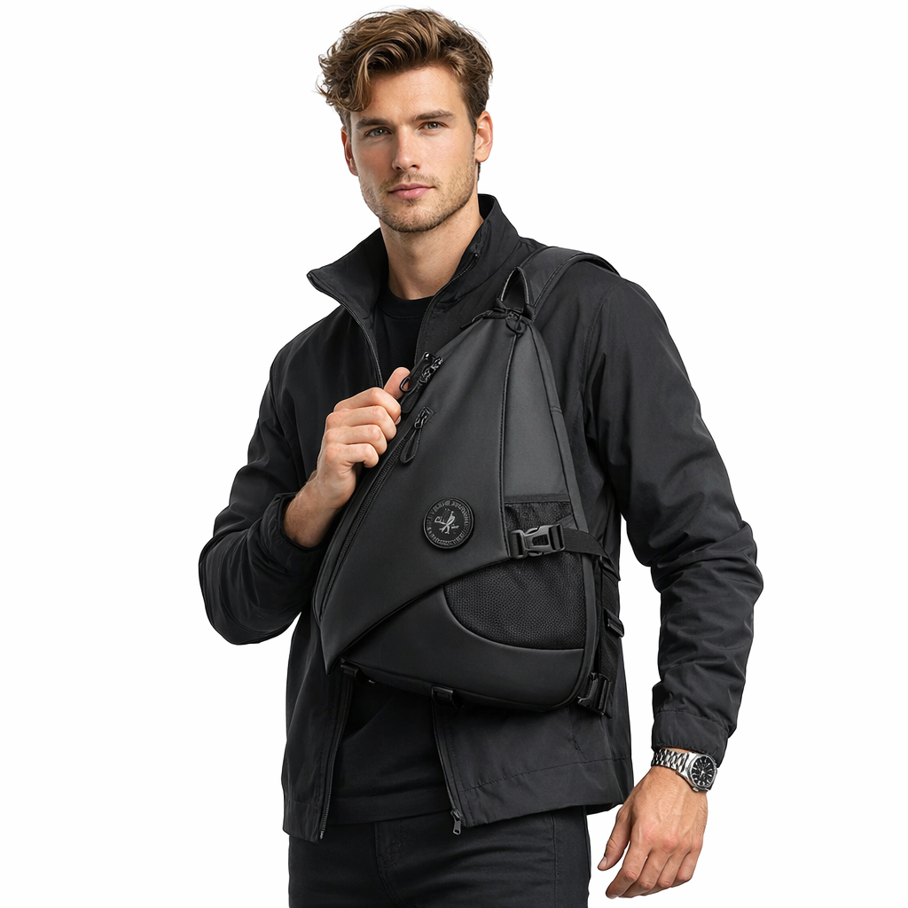 Lett Sling Bag for Menn – Vanntett Crossbody Brystveske med Stor Kapasitet