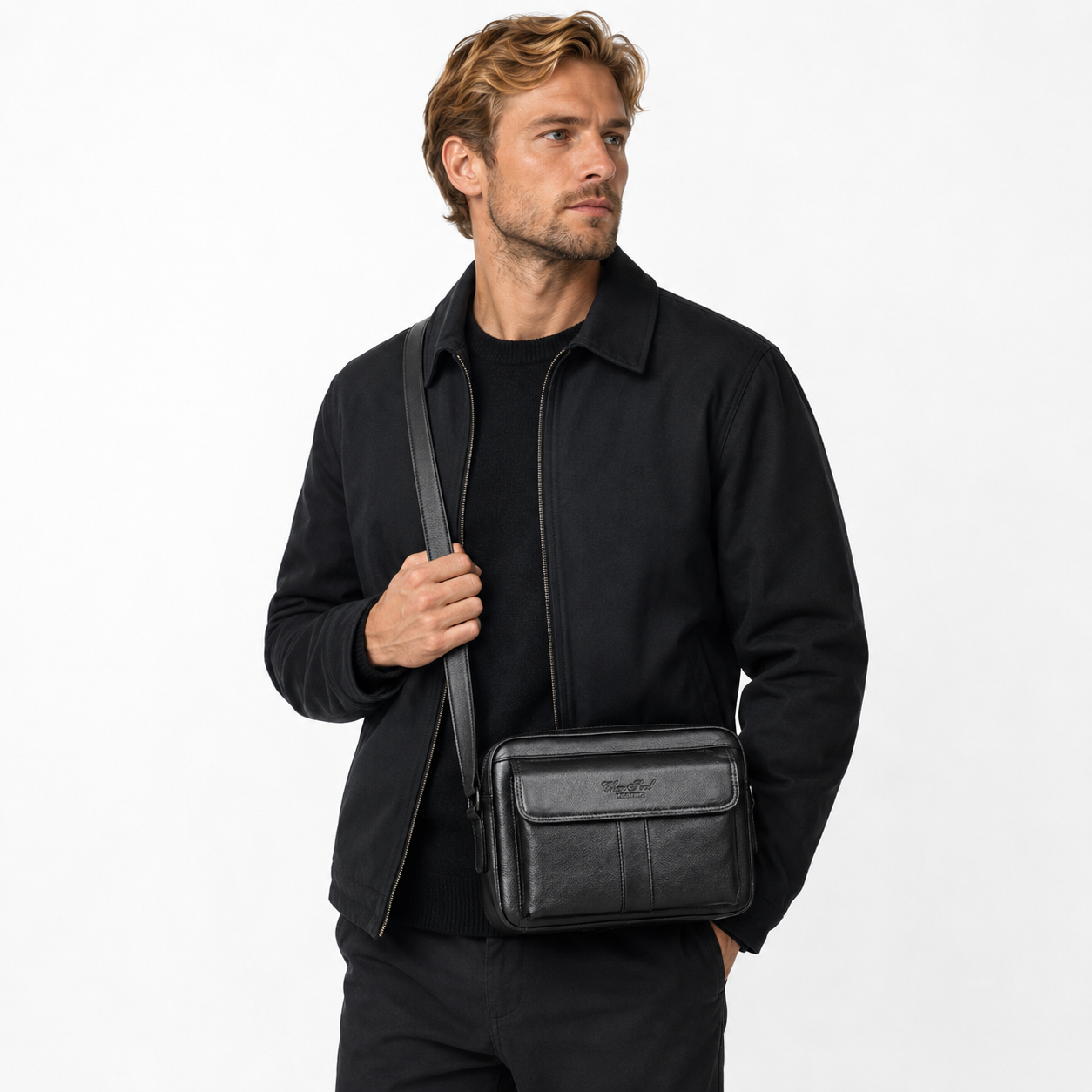 Klassisk Messenger Bag i Ekte Skinn til Herre – Business og Reiseveske