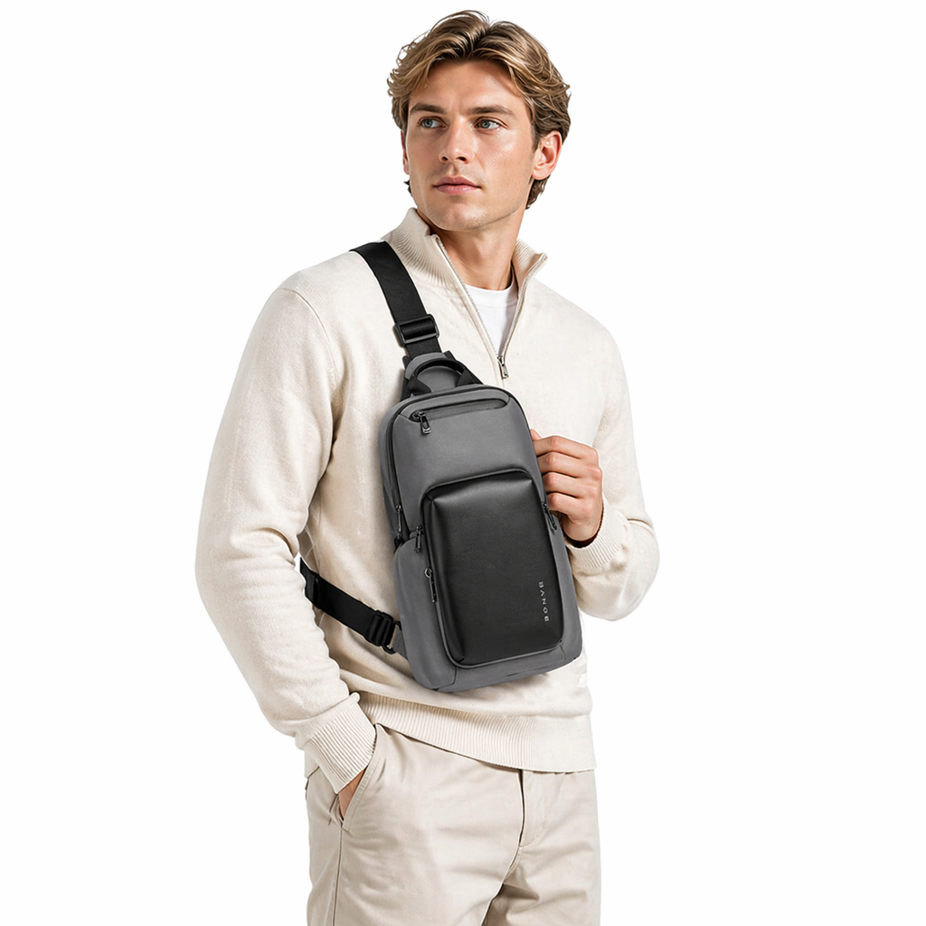 Multifunksjonell Crossbody Veske – Vanntett Sling Bag med Stor Kapasitet