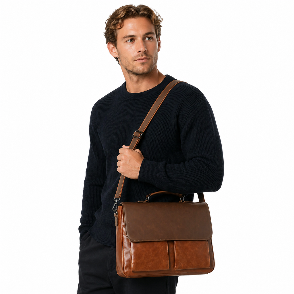 Vintage Messenger Bag til Herre – Stor Laptopveske & Business Stil