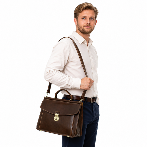 Businessveske i Vegetabilsk Garvet Skinn for Herre – Briefcase til 14" MacBook Pro