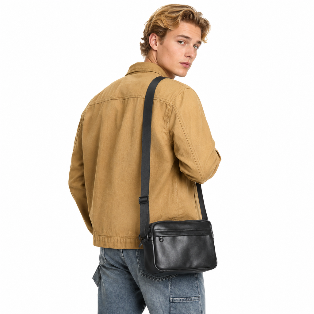 Retro Messenger Bag i Skinn til Herre – Håndlaget Mini Veske for 9.7” iPad