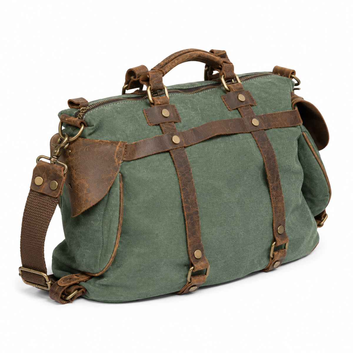 Crossbody Veske i Canvas og Ekte Skinn – Unisex Messenger- og Weekendveske