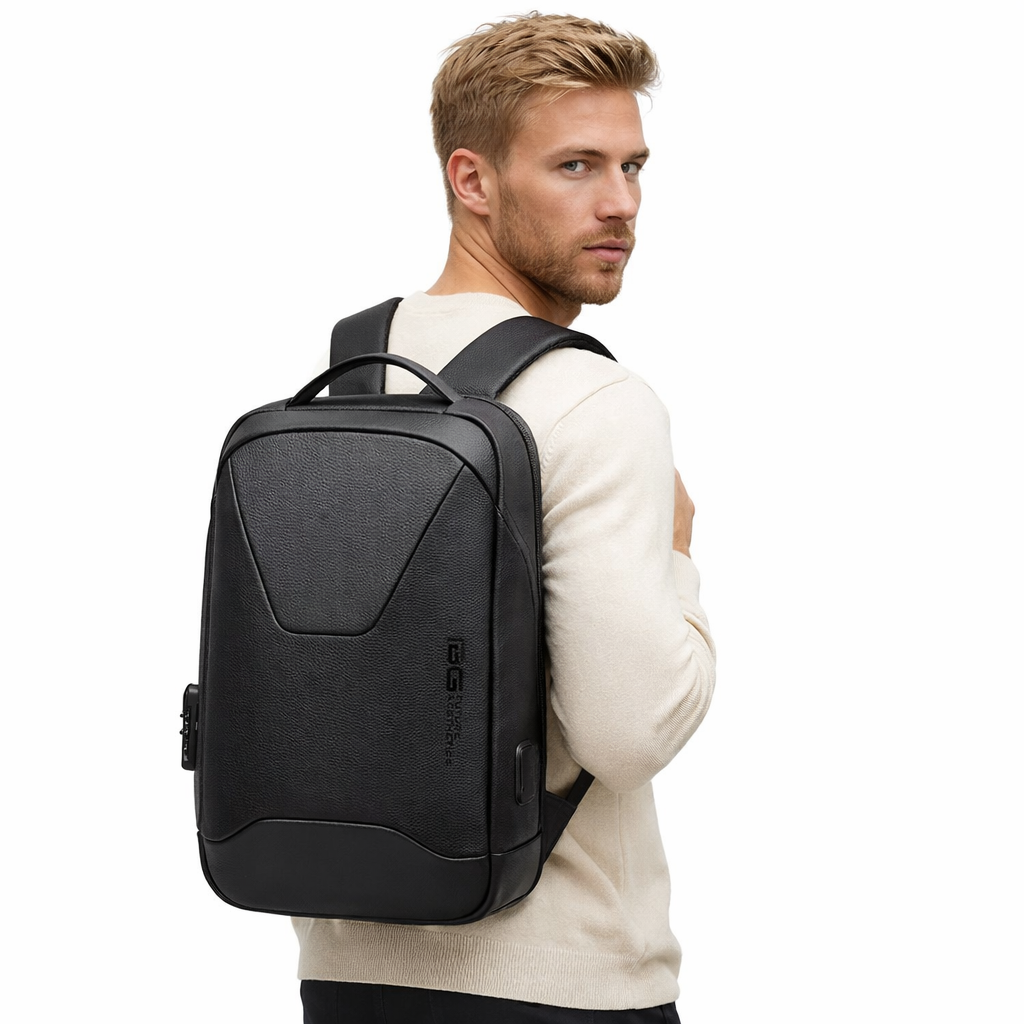 Vanntett Laptopryggsekk i Skinnlook 15,6" – Tyverisikker Business Sekk