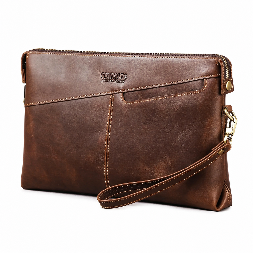 Skinn Clutch til Herre med Kodelås – Elegant og Sikker Håndveske med Mobilrom