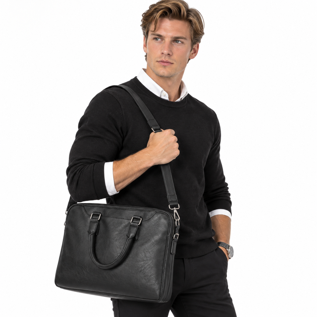 Business Dokumentveske for Herre – Laptopveske med Håndtak og Crossbodyrem