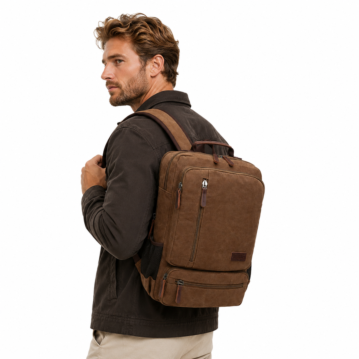 Vintage Canvas Ryggsekk til Herre – Stor Laptop- og Reiseveske