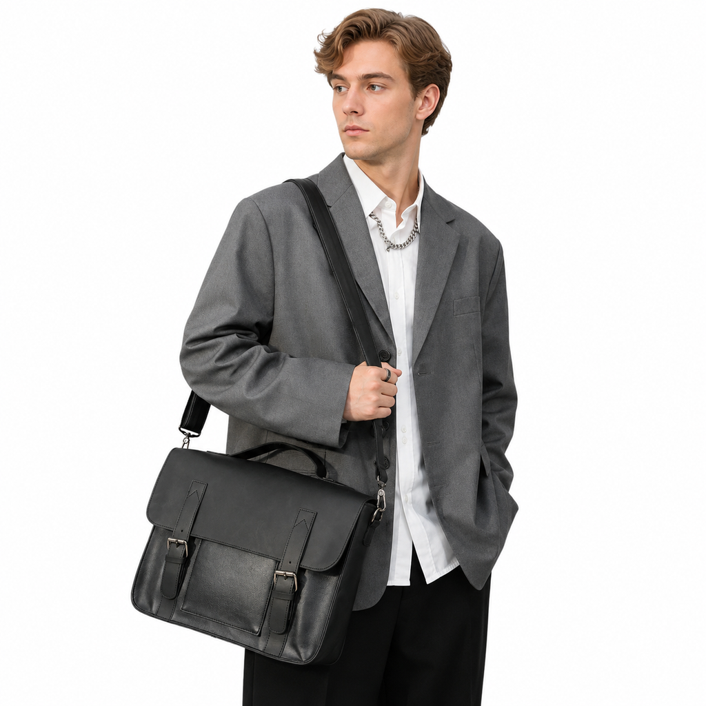 Business Laptopveske i Ekte Skinn for Herre – Messenger Bag og Dokumentveske
