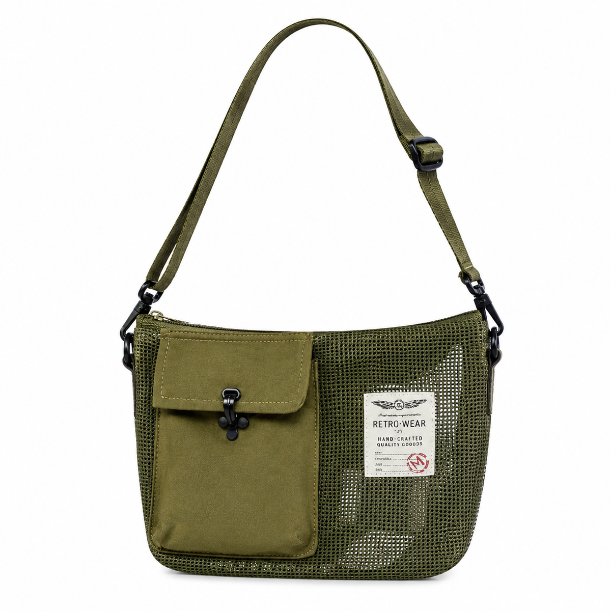 Grønn Crossbody Veske for Herre – Lett Mesh Messengerbag med Justerbar Stropp