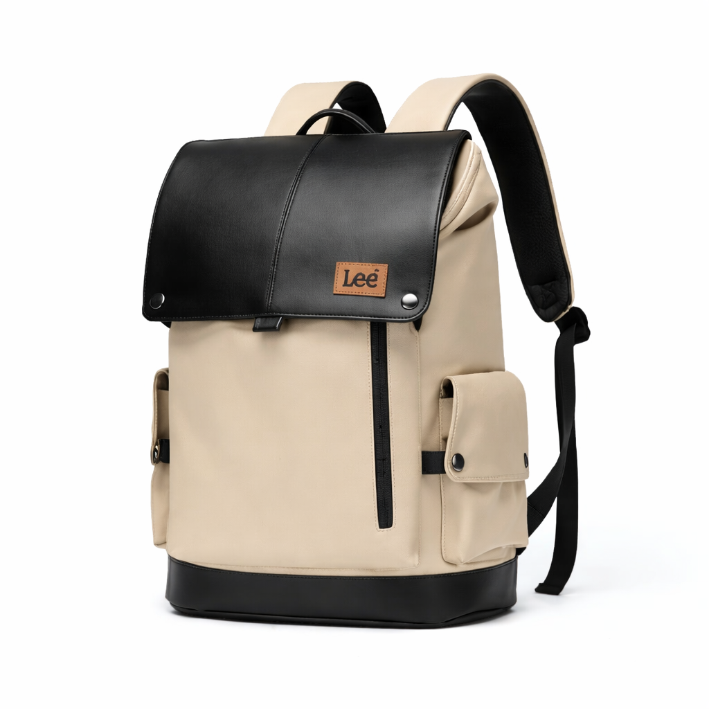 Stilig Flip-Top Ryggsekk i Skinnlook – Stor Kapasitet til Laptop, Jobb, Skole og Reise