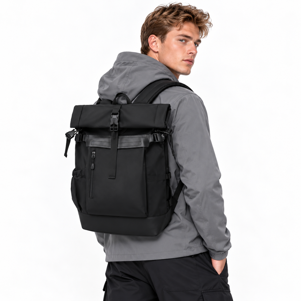Sort Vannavvisende Laptop-Ryggsekk – Stor Reise- og Skolesekk til 15,6"