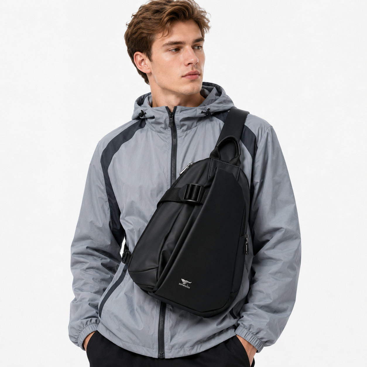 Skulderveske i Ekte Skinn for Herre – Vannavvisende Crossbody med Racketlomme